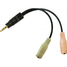 Audio Adapter 3.5 mm 4pins (m)  2x 3.5 mm (f)LogiLink