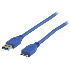 USB 3.0 kabel A naar micro B  2m, blauw